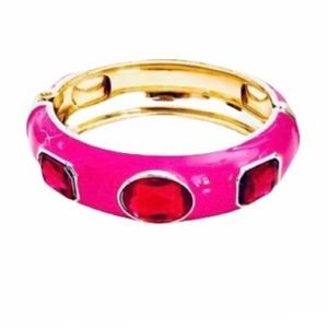 NWOT Pink Glass & Crystals Durable Bangle